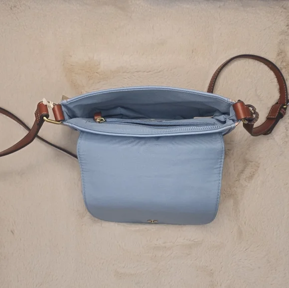 St John's Bay Westport Saddle Preppy Casual Pastel Ice Blue Crossbody Bag - Picture 4 of 5